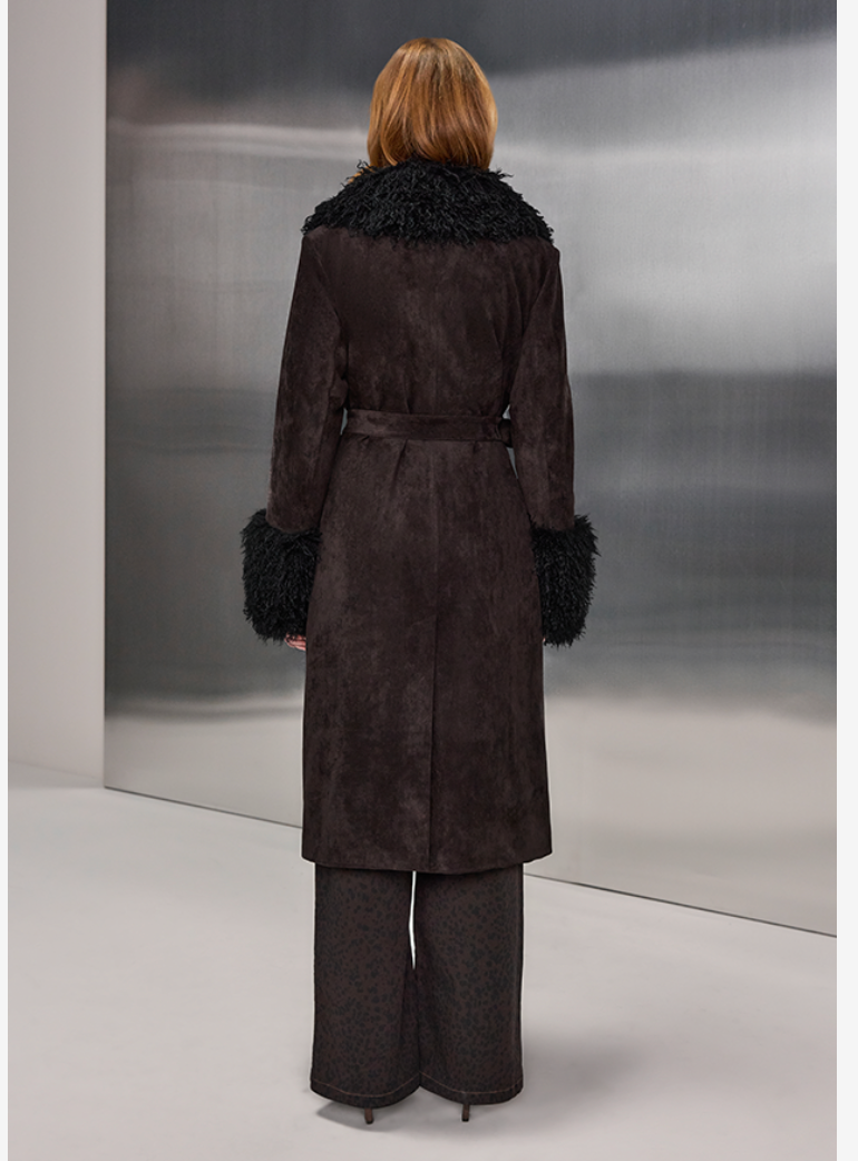 Riani Suede Look Coat with Faux Fur