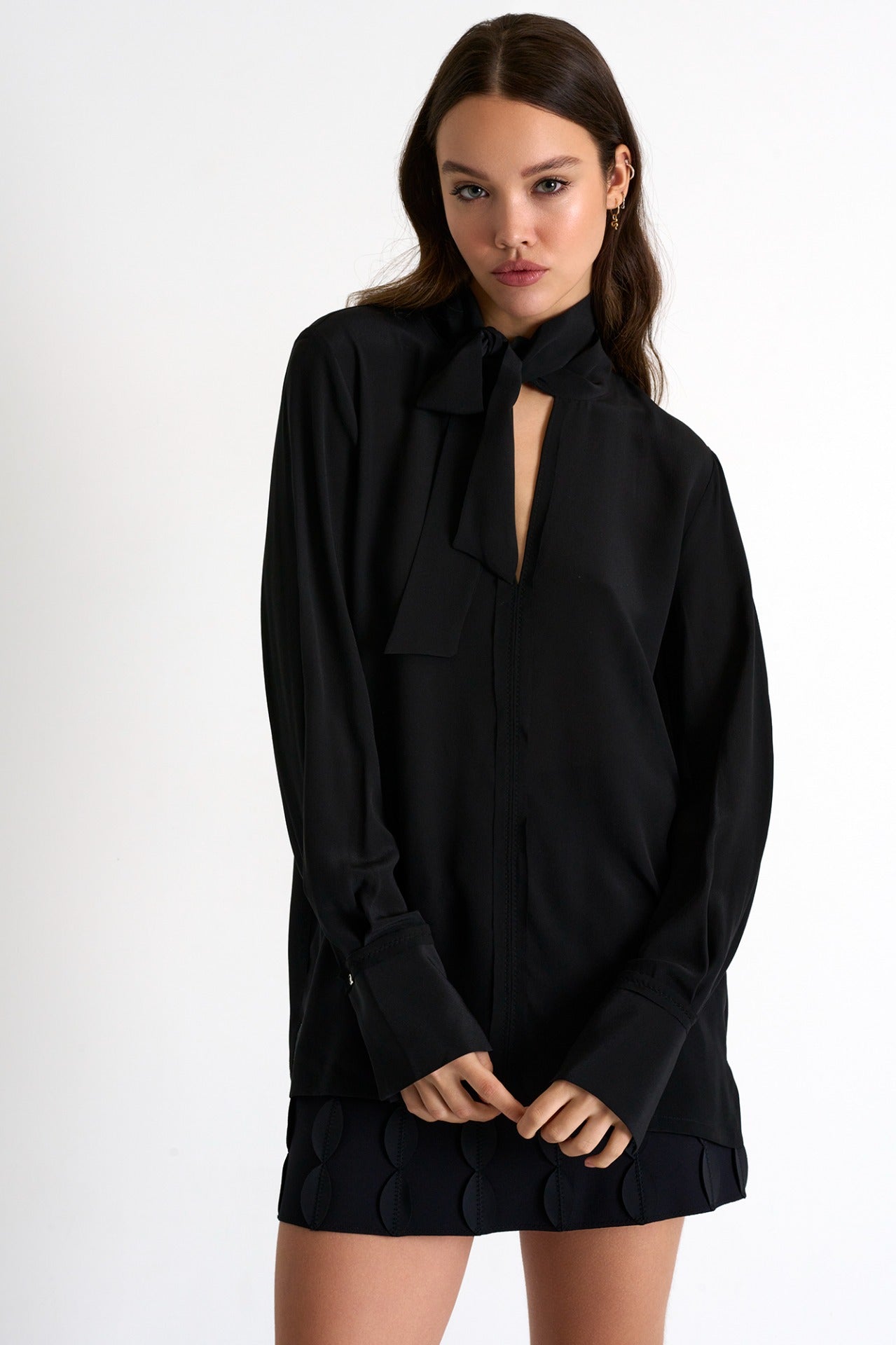 Shan Bow-Tie Neck Silk Blouse