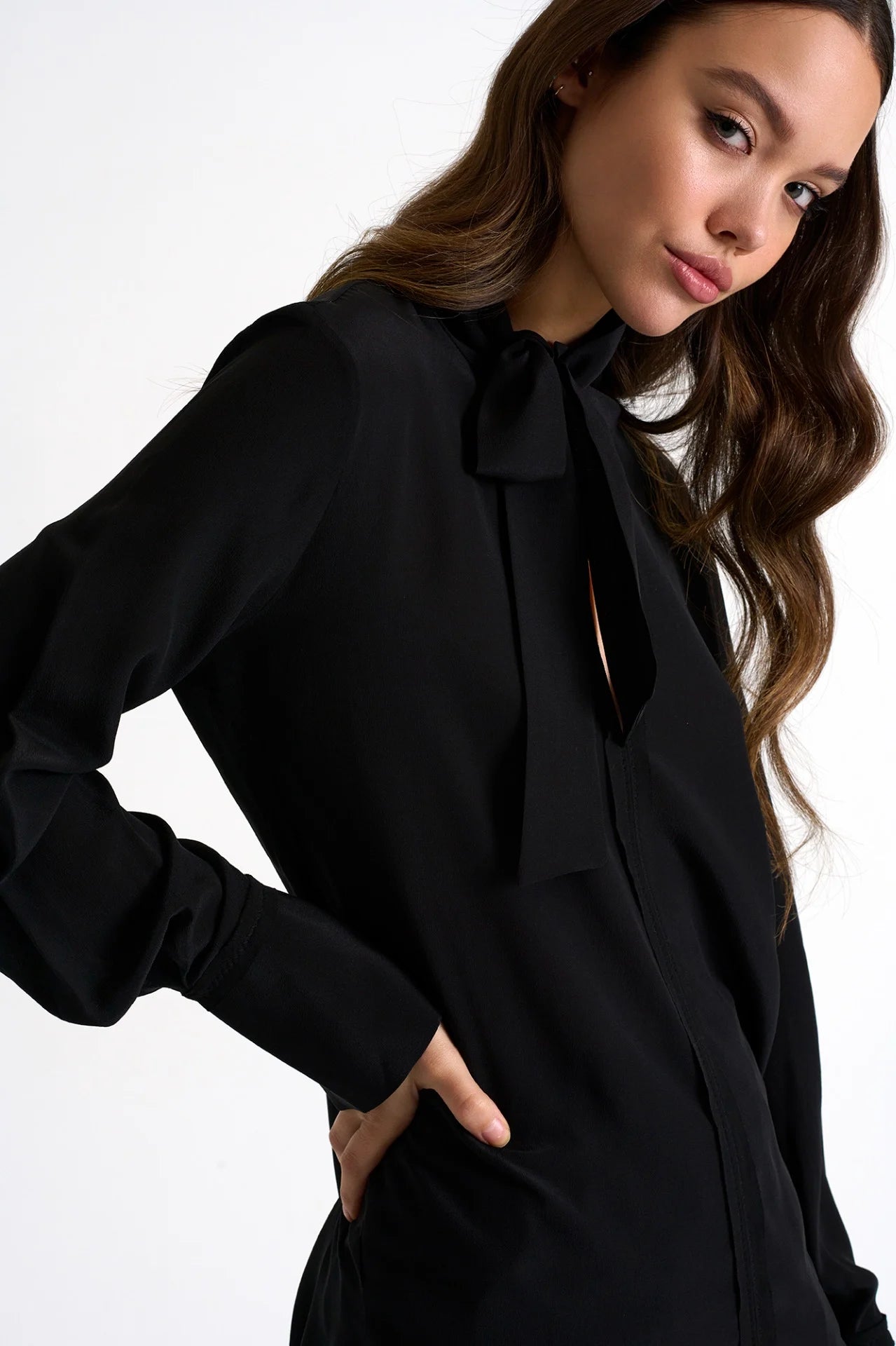 Shan Bow-Tie Neck Silk Blouse