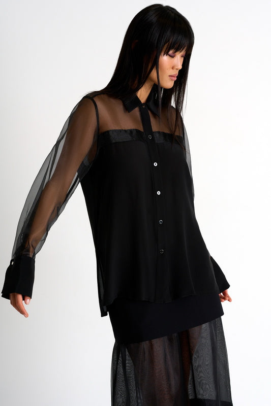 Shan Blouse with Organza Sleeves