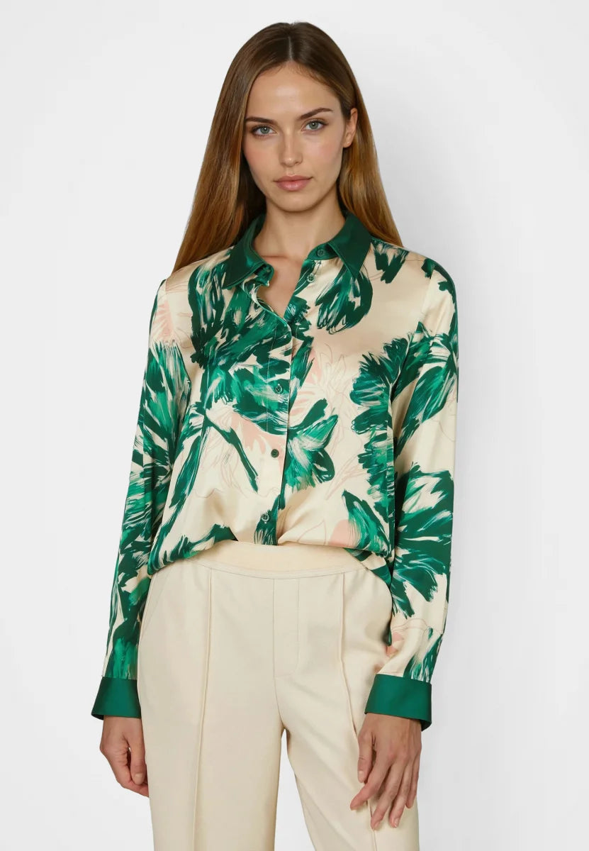 Marc Aurel Satin Shirt with Leaves