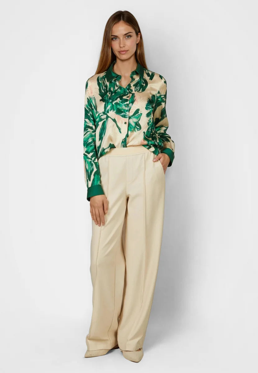 Marc Aurel Satin Shirt with Leaves