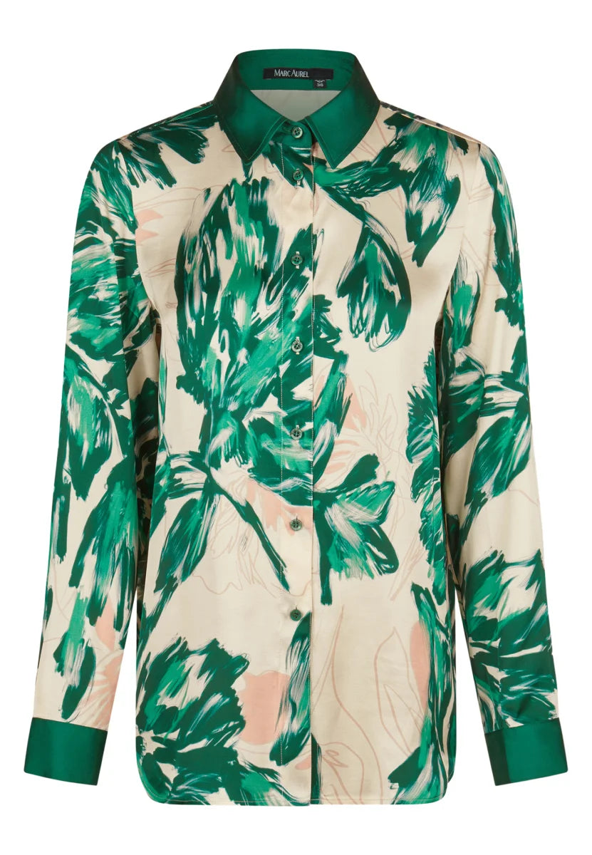 Marc Aurel Satin Shirt with Leaves