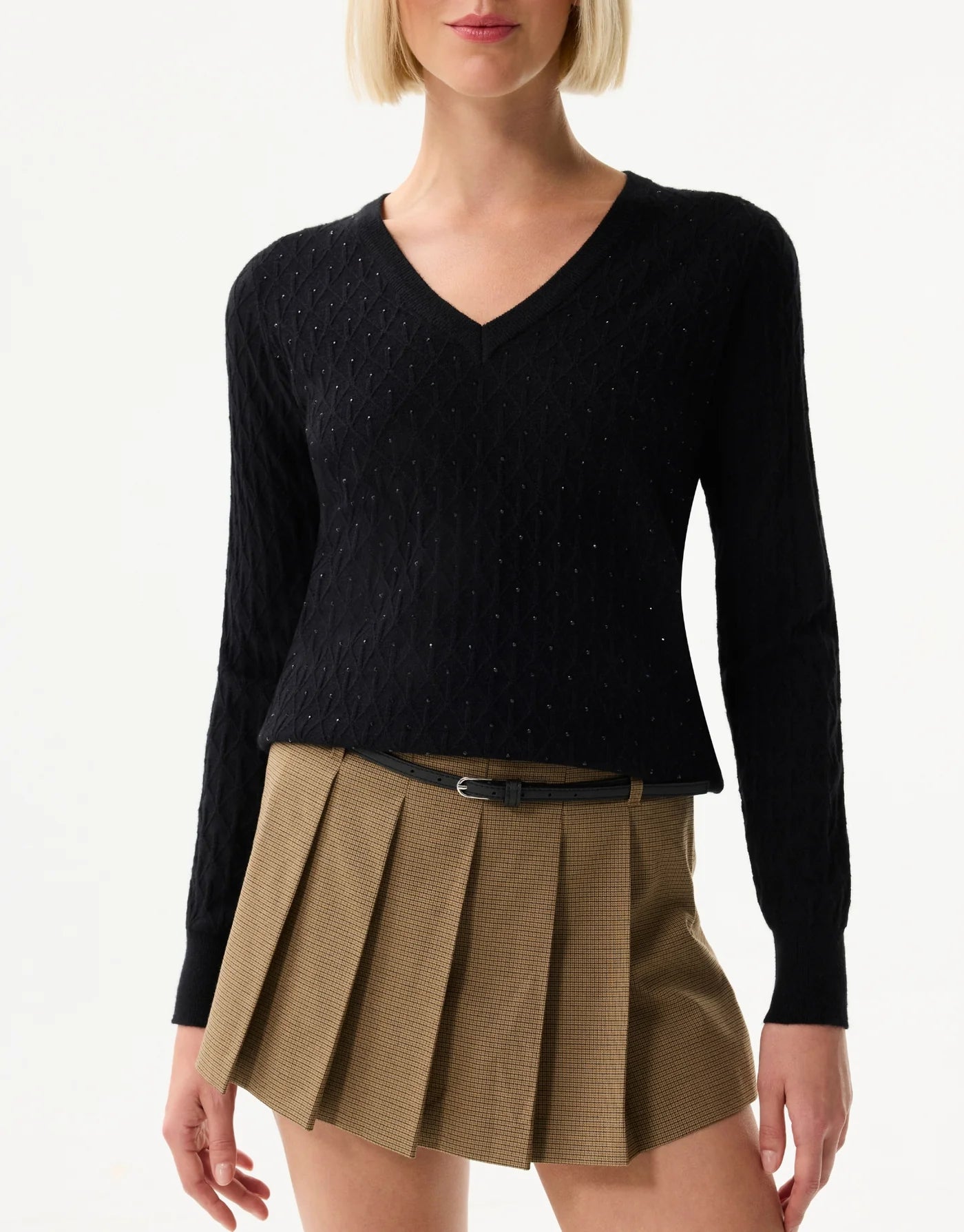 Leo & Ugo Studded V-Neck Sweater