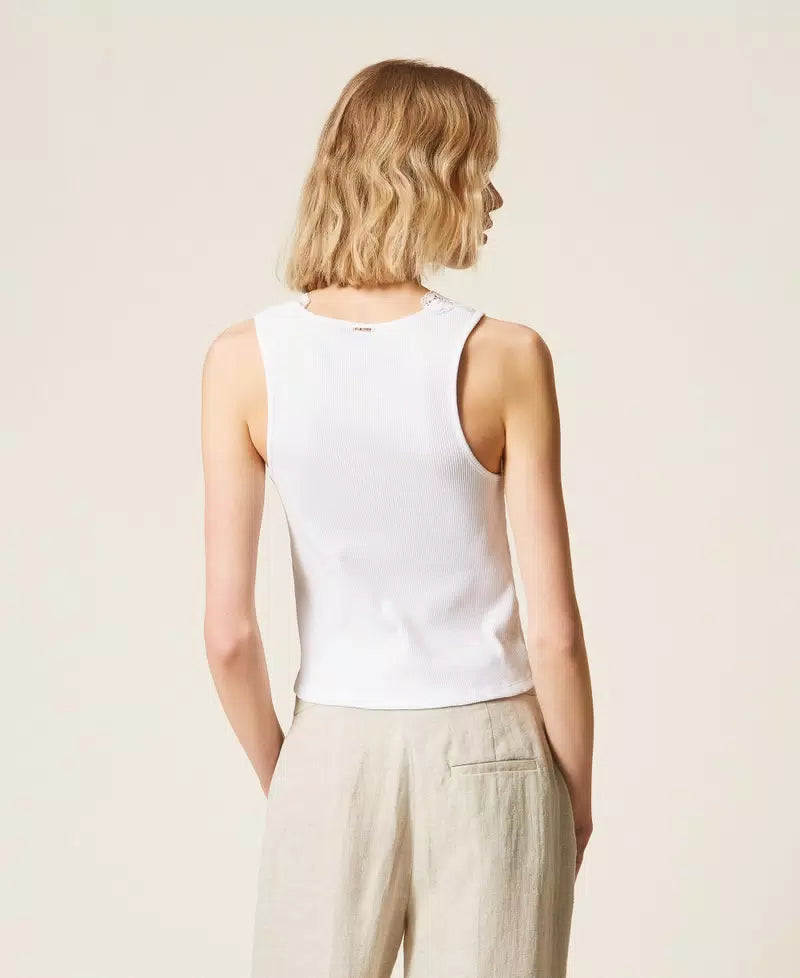 Twinset Ribbed Tank with Lace