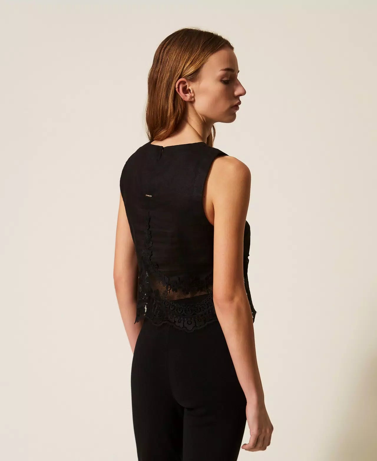 Twinset Linen Top with Lace