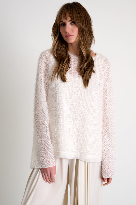 Shan Feather Effect Tulle Top