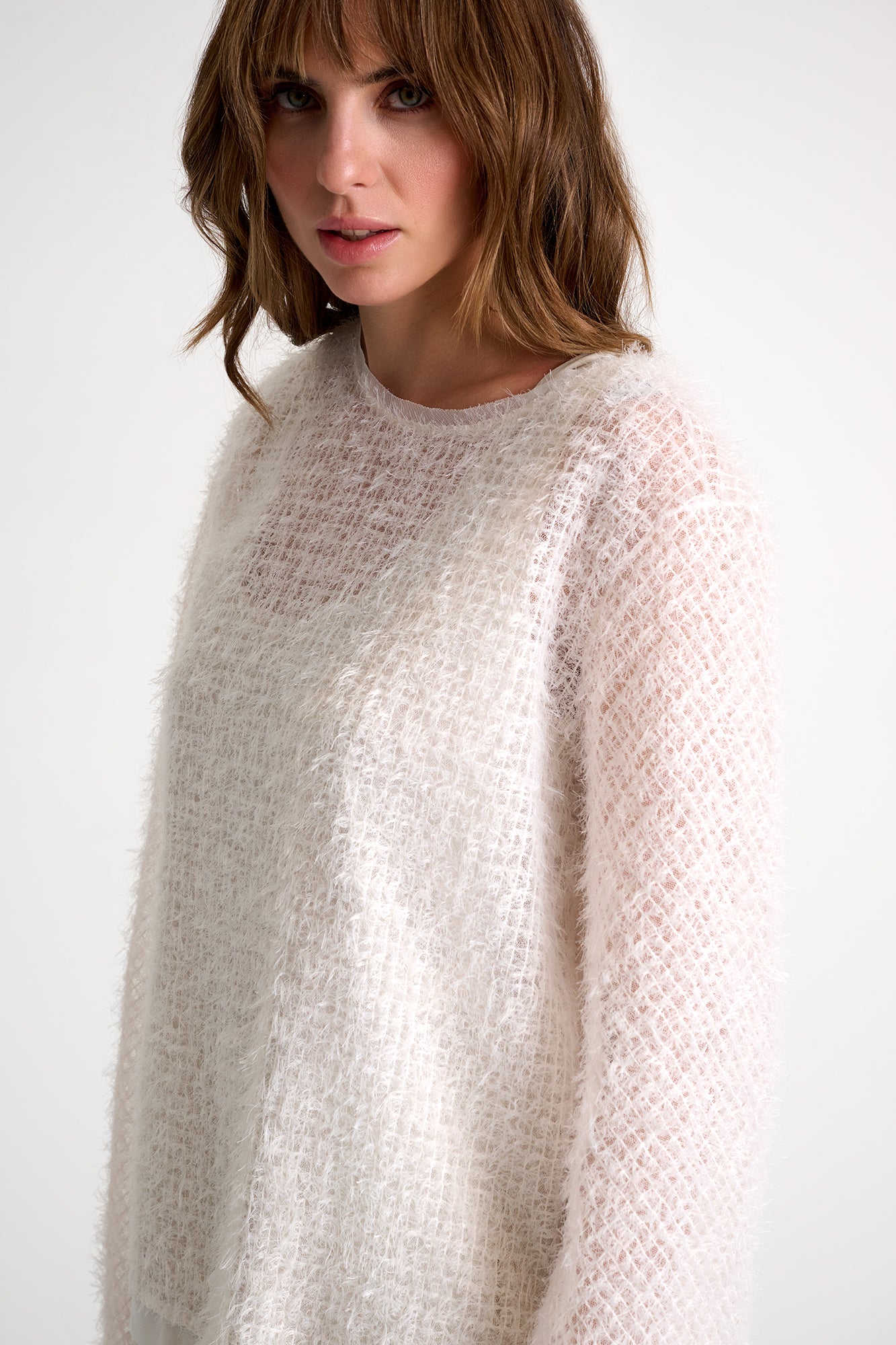 Shan Feather Effect Tulle Top