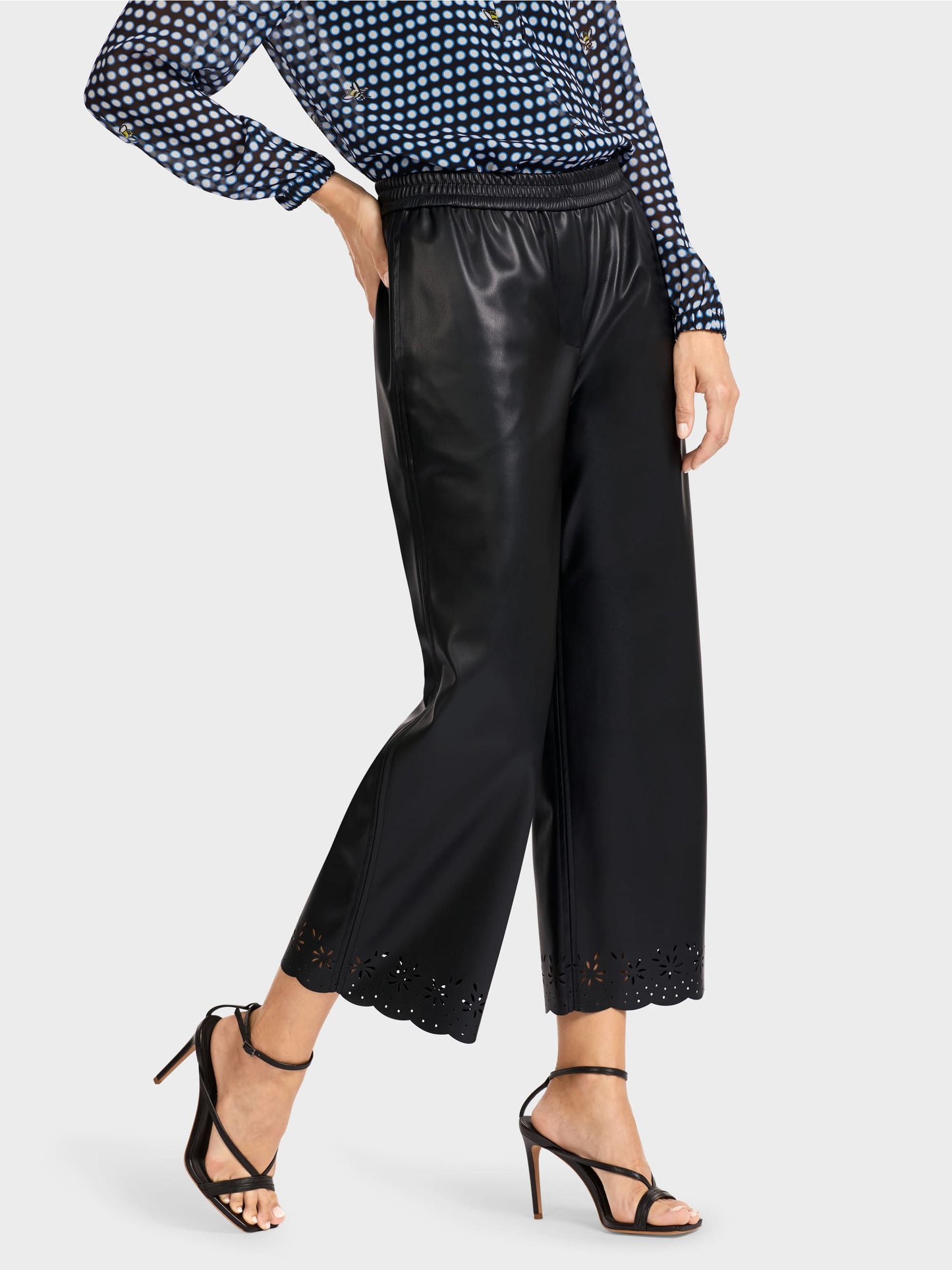 Marc Cain Casual Loose Pants in Faux Leather