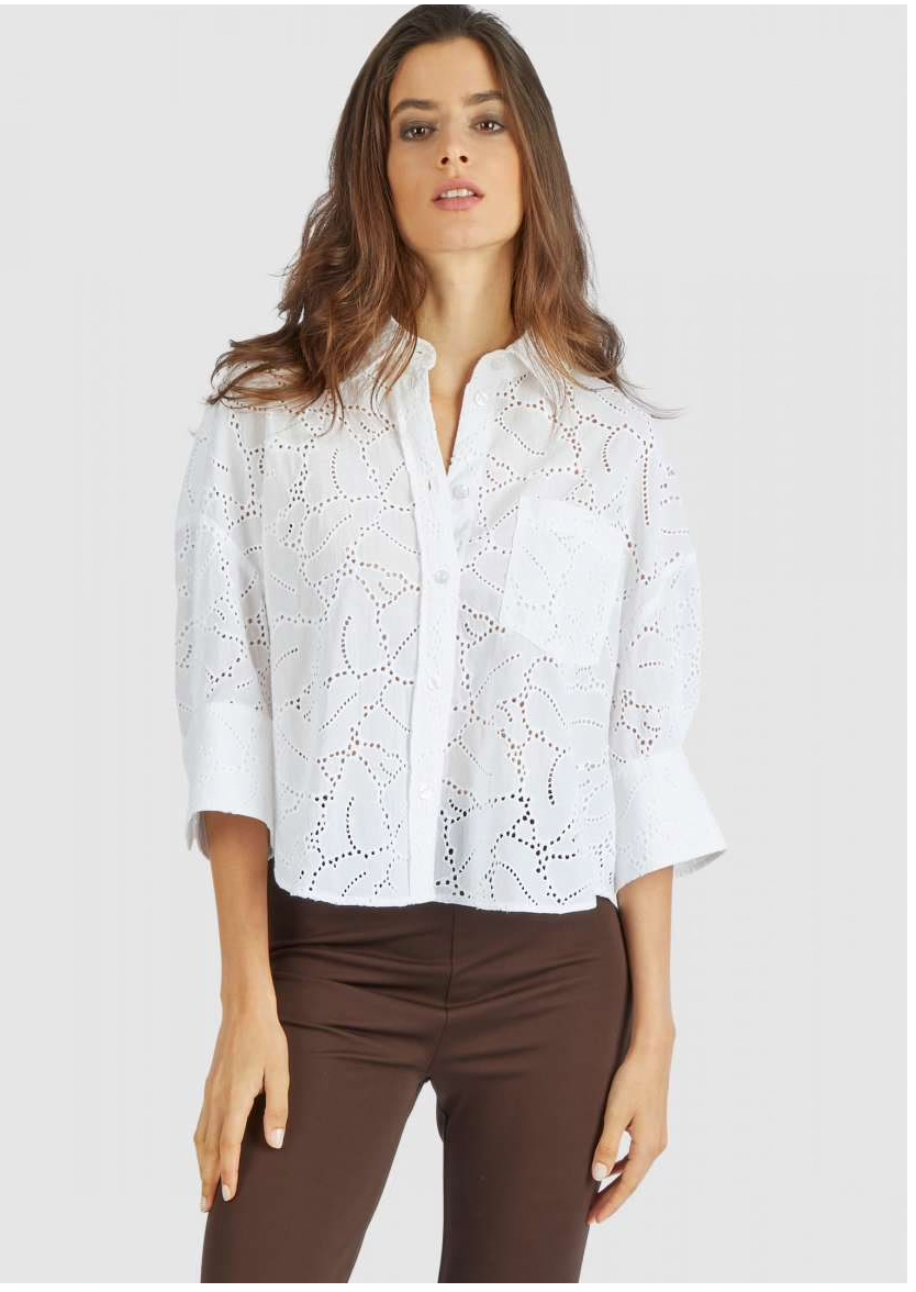 Marc Aurel Blouse with Perforated  Embroidery
